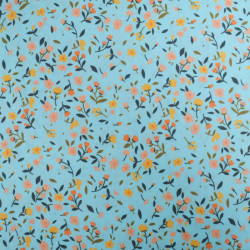 Popeline Imprimé Champêtre Bleu Ciel - Maison Klem