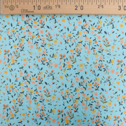 Popeline Imprimé Champêtre Bleu Ciel - Maison Klem