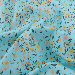 Popeline Imprimé Champêtre Bleu Ciel - Maison Klem