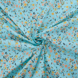 Popeline Imprimé Champêtre Bleu Ciel - Maison Klem