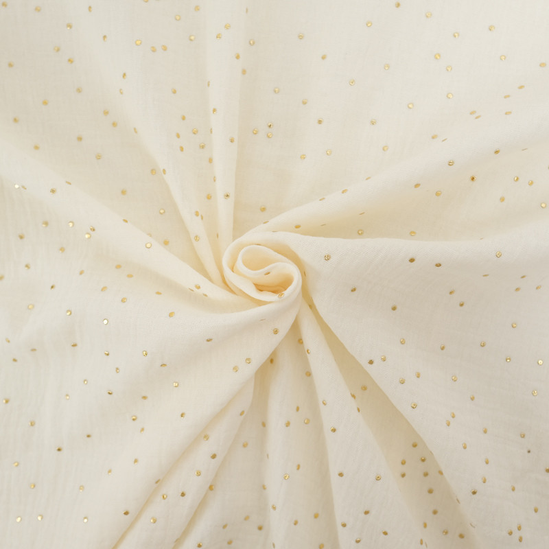 Double Gaze Pois Dorés Ecrue - Maison Klem