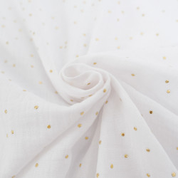 Double Gaze Pois Dorés Blanche - Maison Klem