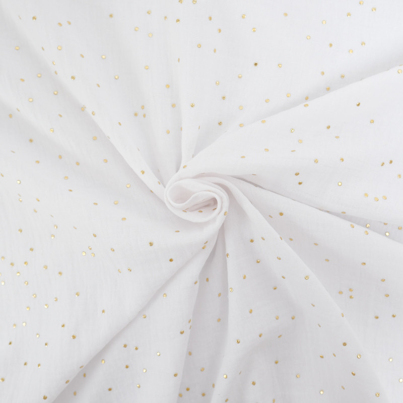 Double Gaze Pois Dorés Blanche - Maison Klem