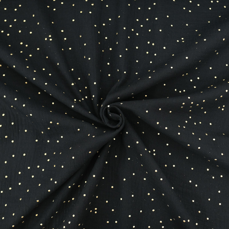 Double Gaze Pois Dorés Noire - Maison Klem