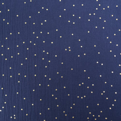 Double Gaze Pois Dorés Bleu Marine - Maison Klem
