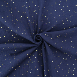 Double Gaze Pois Dorés Bleu Marine - Maison Klem