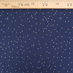 Double Gaze Pois Dorés Bleu Marine - Maison Klem