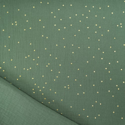 Double Gaze Pois Dorés Kaki - Maison Klem