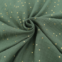 Double Gaze Pois Dorés Kaki - Maison Klem