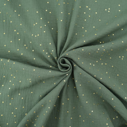 Double Gaze Pois Dorés Kaki - Maison Klem