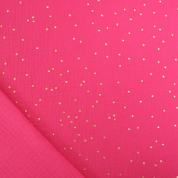 Double Gaze Pois Dorés Fuchsia - Maison Klem