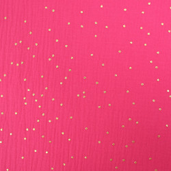 Double Gaze Pois Dorés Fuchsia - Maison Klem