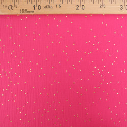 Double Gaze Pois Dorés Fuchsia - Maison Klem