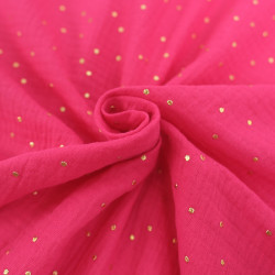 Double Gaze Pois Dorés Fuchsia - Maison Klem