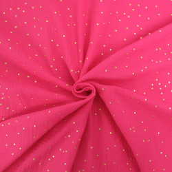Double Gaze Pois Dorés Fuchsia - Maison Klem