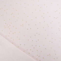 Double Gaze Pois Dorés Rose Pâle - Maison Klem