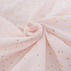 Double Gaze Pois Dorés Rose Pâle - Maison Klem