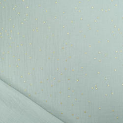 Double Gaze Pois Dorés Vert Amande - Maison Klem