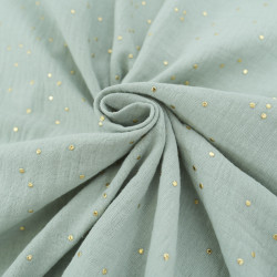 Double Gaze Pois Dorés Vert Amande - Maison Klem