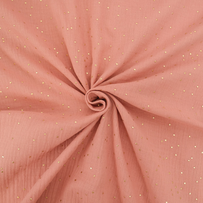 Double Gaze Pois Dorés Marsala - Maison Klem