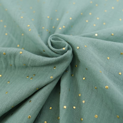 Double Gaze Pois Dorés Eucalyptus - Maison Klem