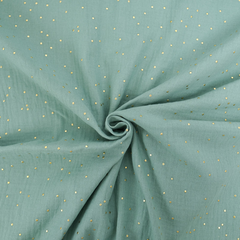 Double Gaze Pois Dorés Eucalyptus - Maison Klem