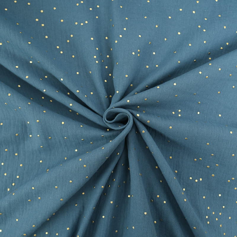 Double Gaze Pois Dorés Paon - Maison Klem