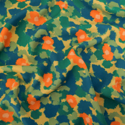 Popeline de Viscose Imprimé Maggie Orange - Maison Klem