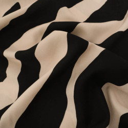 Popeline de Viscose Imprimé Alba Noir Lin - Maison Klem