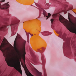 Popeline de Viscose Imprimé Orchid Prune - Maison Klem