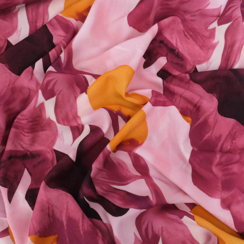 Popeline de Viscose Imprimé Orchid Prune - Maison Klem