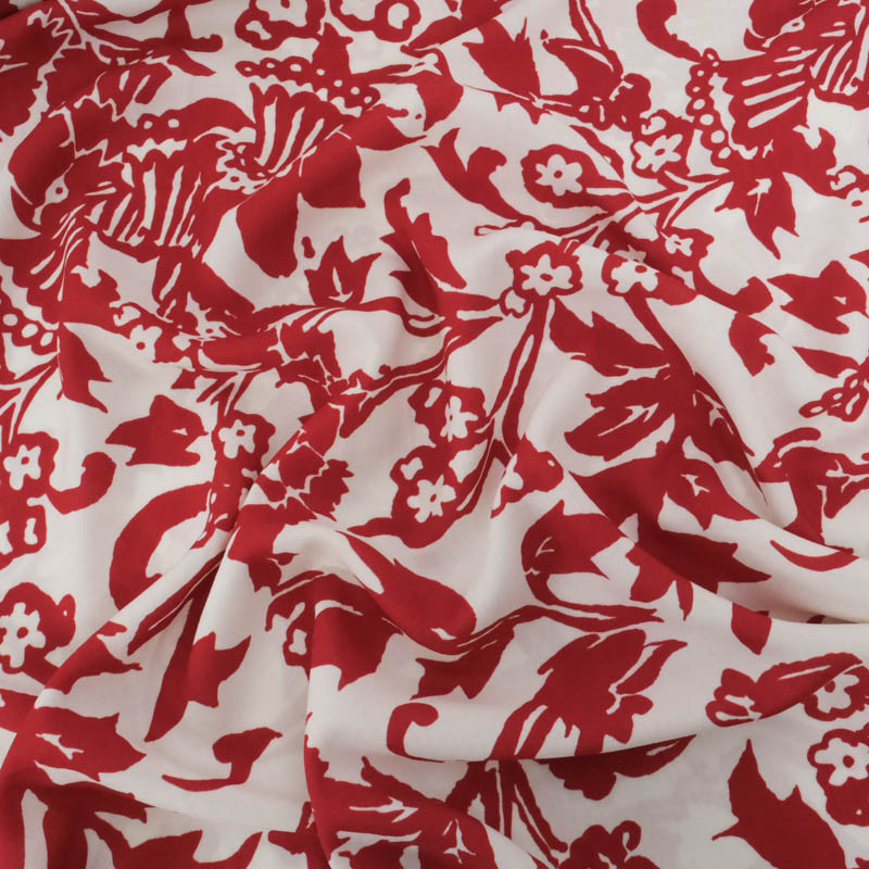 Popeline de Viscose Imprimé Namia Bordeaux - Maison Klem