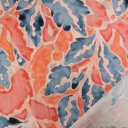 Popeline de Viscose Imprimé Lula Bleu Orange - Maison Klem