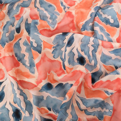 Popeline de Viscose Imprimé Lula Bleu Orange - Maison Klem