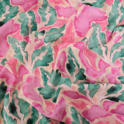 Popeline de Viscose Imprimé Lula Vert Rose - Maison Klem