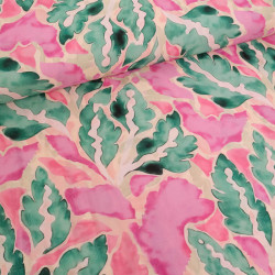 Popeline de Viscose Imprimé Lula Vert Rose - Maison Klem