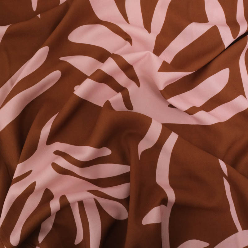 Popeline de Viscose Imprimé Tilly Cacao Rose - Maison Klem