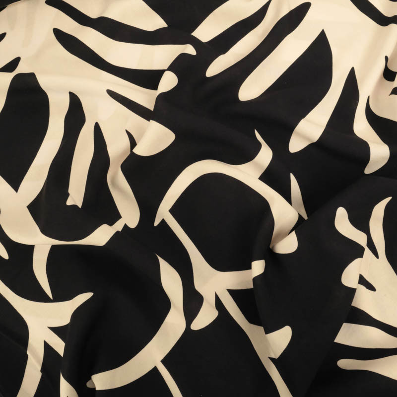 Popeline de Viscose Imprimé Tilly Noir Ecru - Maison Klem