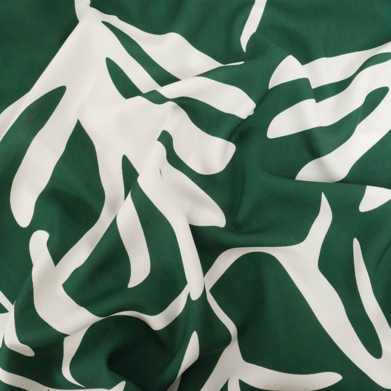 Popeline de Viscose Imprimé Tilly Vert Blanc - Maison Klem