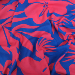 Popeline de Viscose Imprimé Alicia Bleu Electrique - Maison Klem