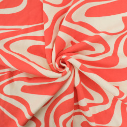 Sweat Imprimé Wavy Corail Envers Doudou - Maison Klem