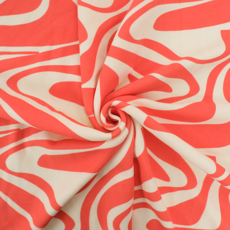 Sweat Imprimé Wavy Corail Envers Doudou - Maison Klem