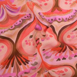 Sweat Imprimé Clara Mauve Et Corail Envers Doudou - Maison Klem