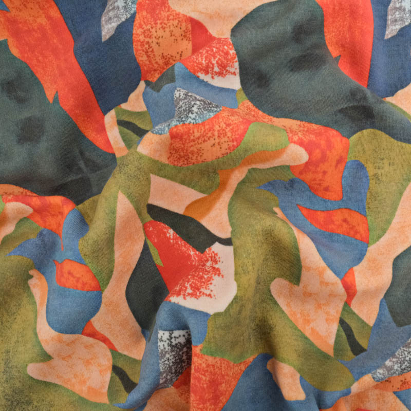 Sweat Imprimé Sofia Orange Et Vert Envers Doudou - Maison Klem