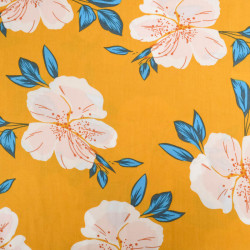 Viscose Moutarde Hibiscus Flower - Maison Klem