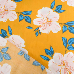 Viscose Moutarde Hibiscus Flower - Maison Klem