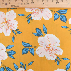 Viscose Moutarde Hibiscus Flower - Maison Klem