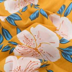 Viscose Moutarde Hibiscus Flower - Maison Klem