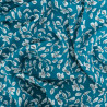 Viscose Bleu Paon Motif Petites Feuilles - Maison Klem