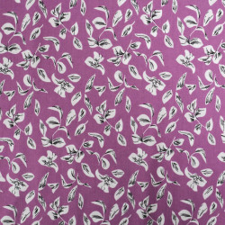 Viscose Mauve Motif Petites Feuilles - Maison Klem
